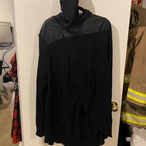 Torrid black sweater cardigan with leather size 3